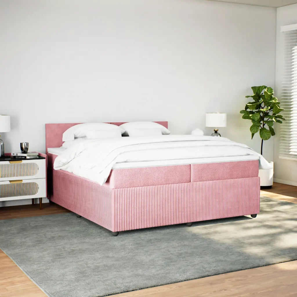 Giroletto a Molle con Materasso Rosa 200x200 cm in Velluto 3290129