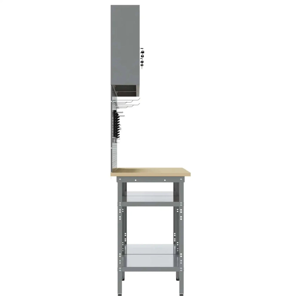 Set banco da lavoro con lo scaffale 8 pcs Nero e Grigio 3321502