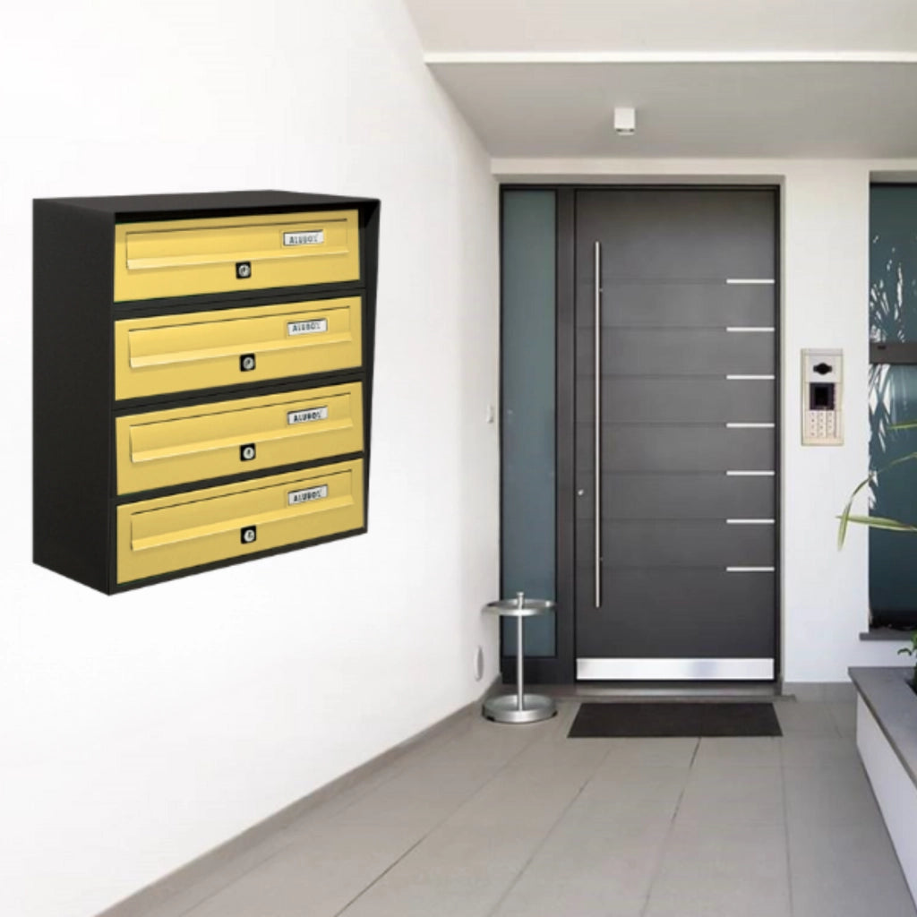 ALUBOX SLIM Cassette Postali Condominiali 4 Posti 50X39X30 Cm In Lamiera Zincata E Alluminio Cassetta Postale Da Esterno Condominiale Con Sistema Anti Prelievo COLORE: ANTRACITE BRONZO