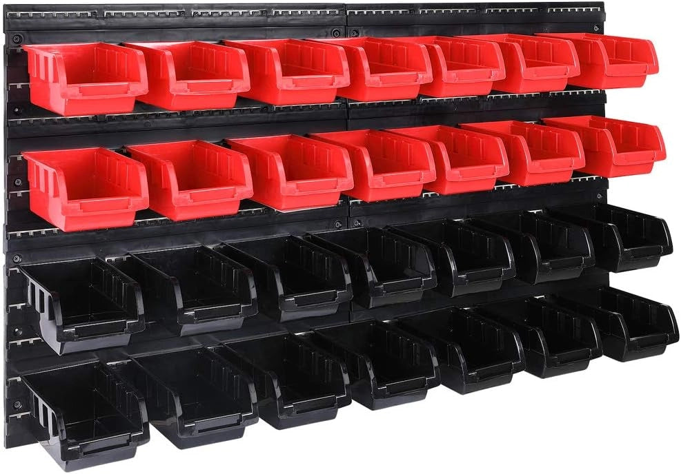 ® Pannello Preforato Portautensili 86 pz. Box Impilabili Parete Attrezzata Officina Organizer Ampliabile Garage
