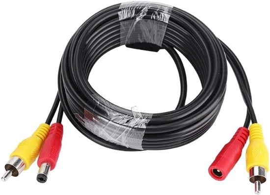 Cavo Video con RCA e DC per Monitoraggio della Camera Analoga - Cavo Audio Video e di Alimentazione - Estensione del Cavo della Camera di Sorveglianza 5 Metri