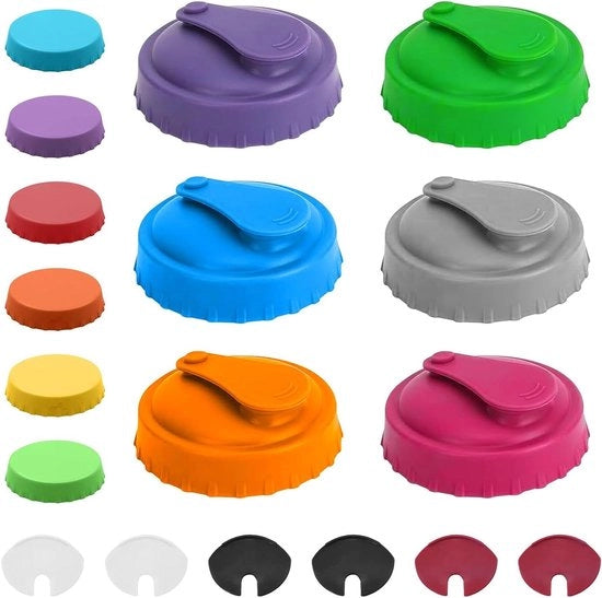 Siliconici doppi per bottiglie di birra - Set di 12 pezzi - Biberon di birra con coperture silicone riciclabili