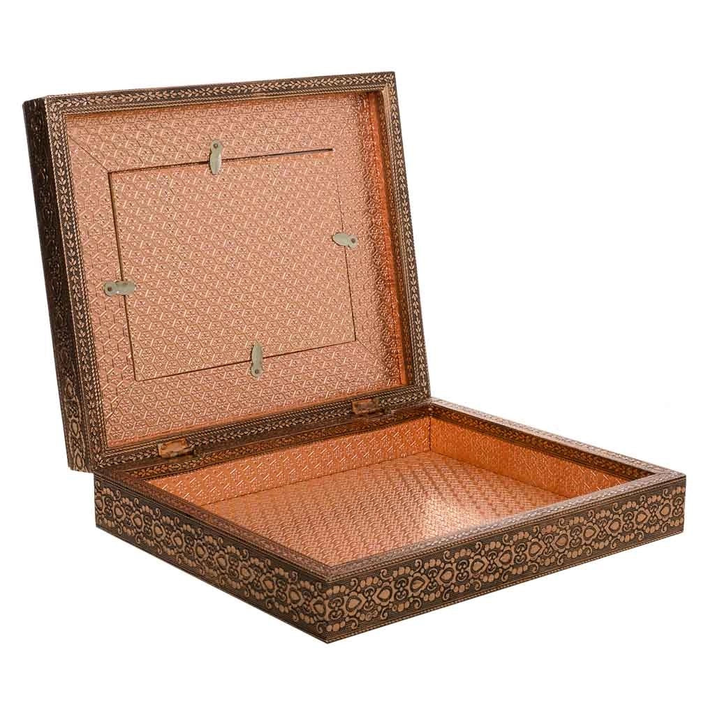 Portagioie in metallo goffrato rame 30x25x7,5h