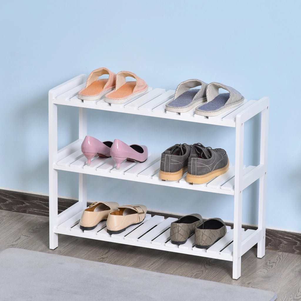Scarpiera a 3 Ripiani per Ingresso ¨C zephmum ¨C Bianco 70x26x57.5 cm