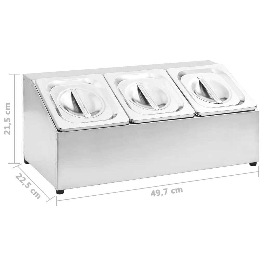 Supporto Gastronorm con 3 Contenitori GN 1/6 in Acciaio Inox 51220