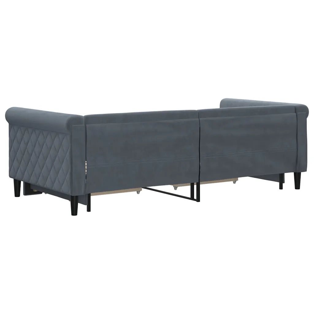 Divano Letto Estraibile Cassetti-Sofa Letto-Daybed Grigio Scuro 90x190cm Velluto 719305