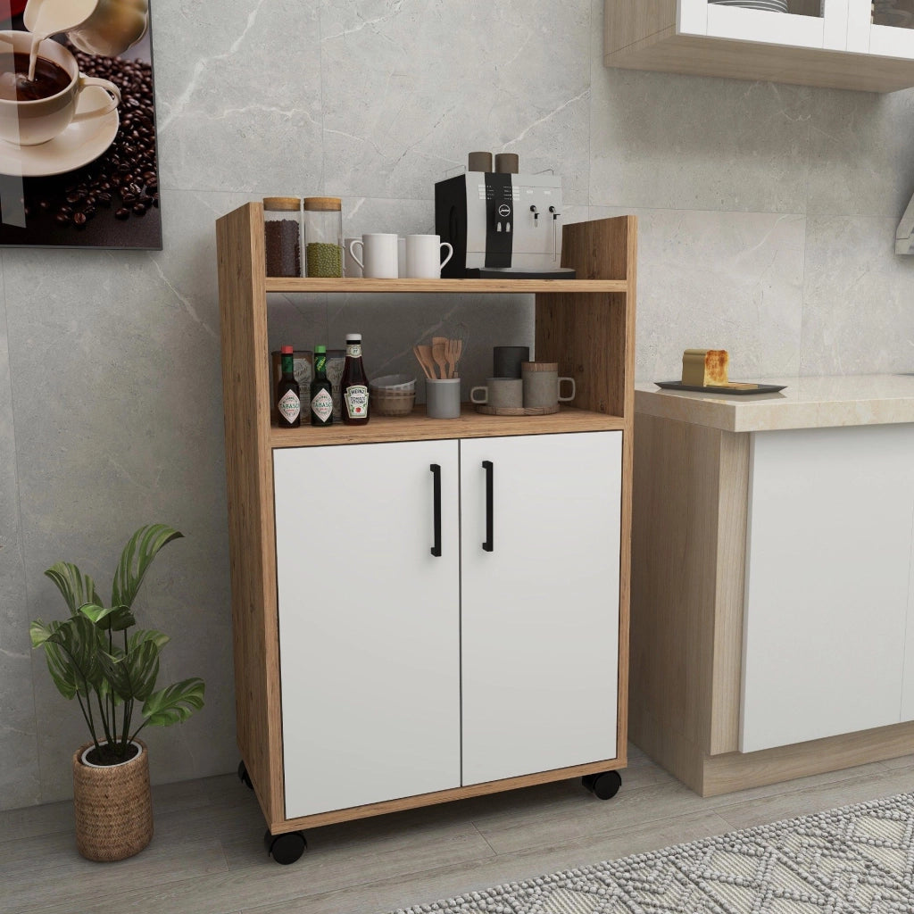 Marzi, Armadio Multiuso 2 Ante 4 Ripiani, 60x97h cm Marrone Rovere