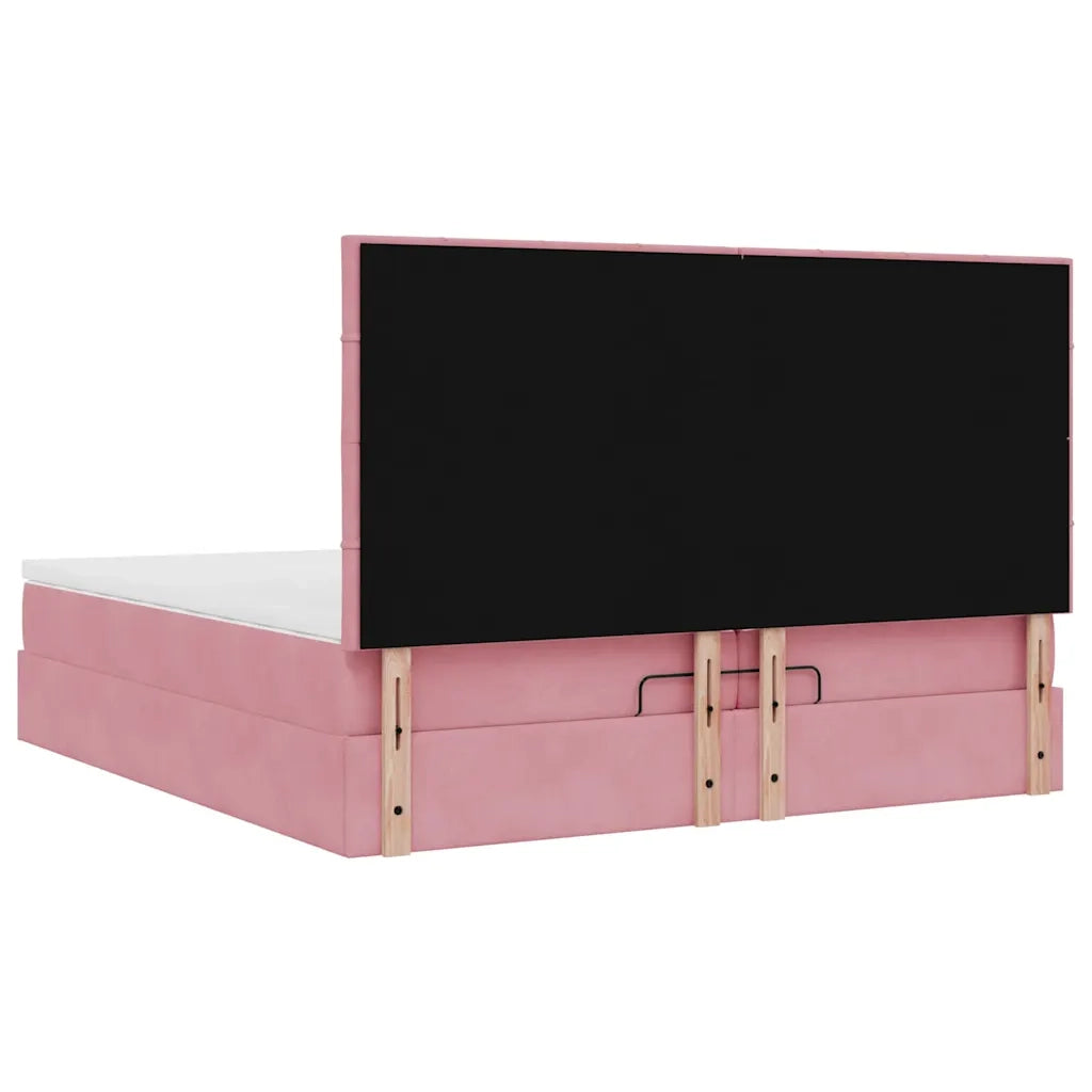 Struttura Letto Pouf con Materassi Rosa 200x200 cm Velluto 3314347