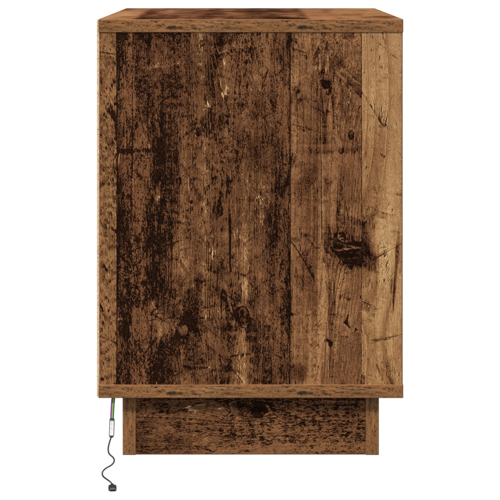 Comodini con luci LED 2 pezzi Legno Vecchio 50x34,5x50 cm