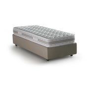 Letto singolo Avova, Letto contenitore con rivestimento in tessuto, Made in Italy, Apertura frontale, con materasso cm 80x200 incluso, Tortora