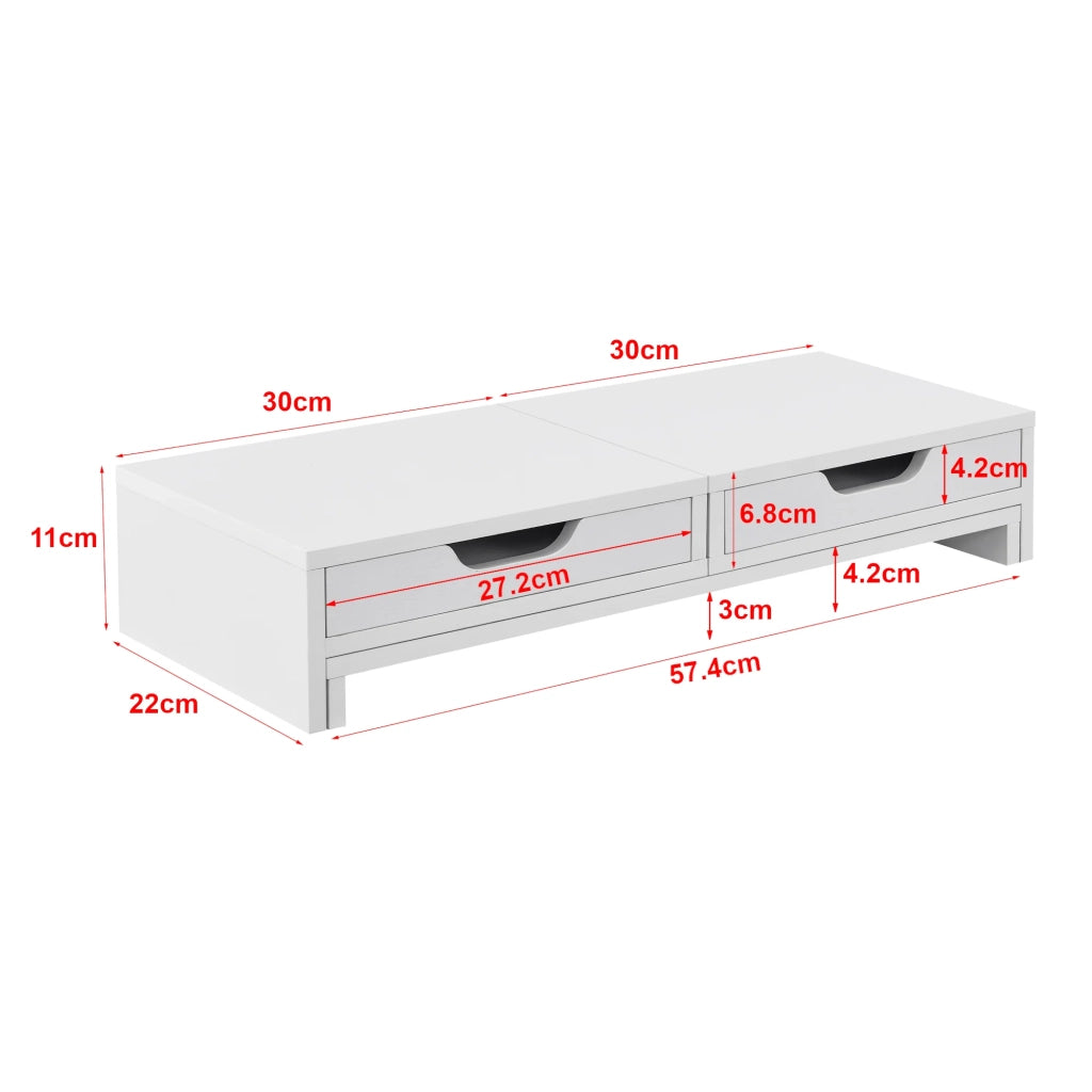 Supporto per monitor regolabile con 2 cassetti bianco 03_0008220