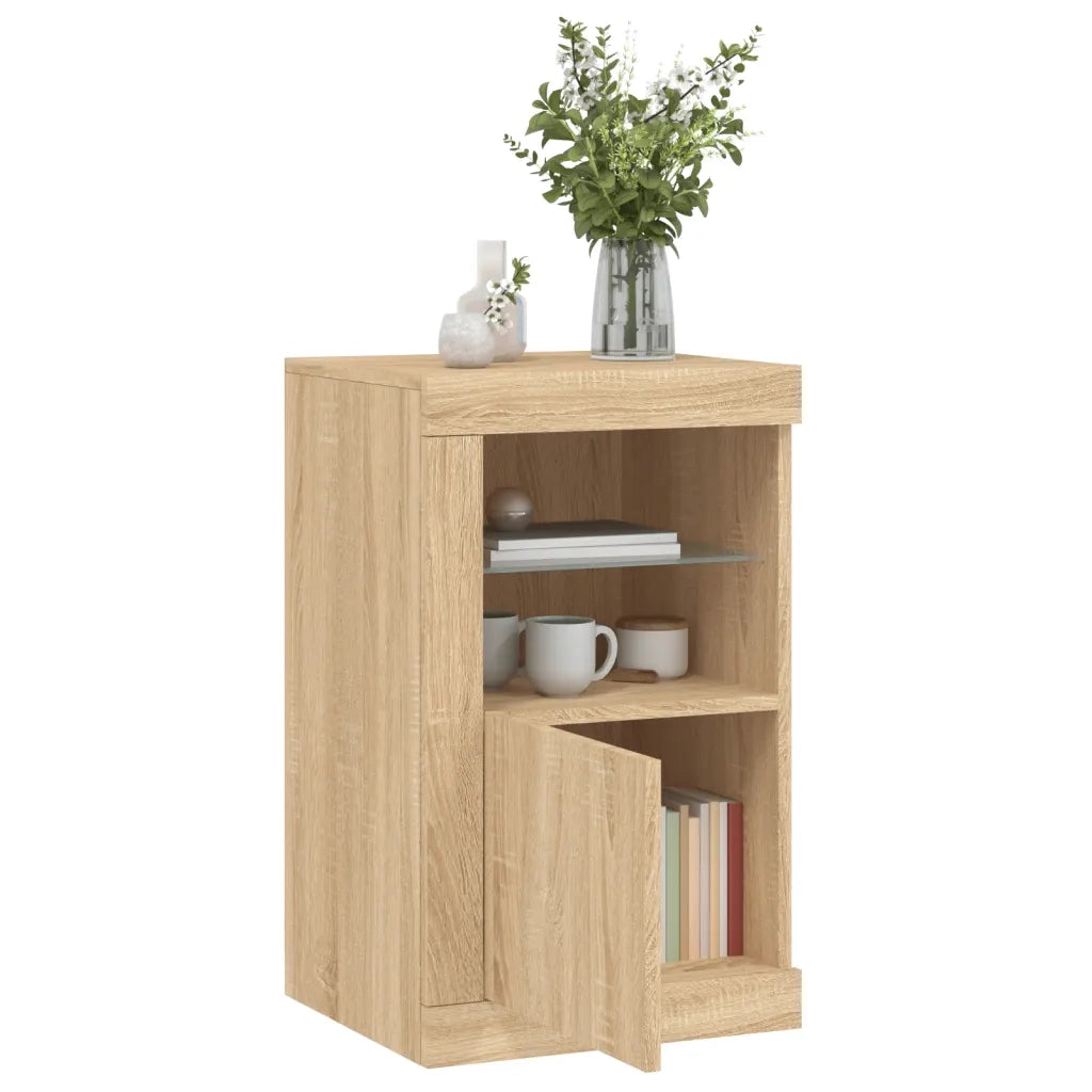 Armadietti con Luci LED 2pz Rovere Sonoma in Legno Multistrato 836635
