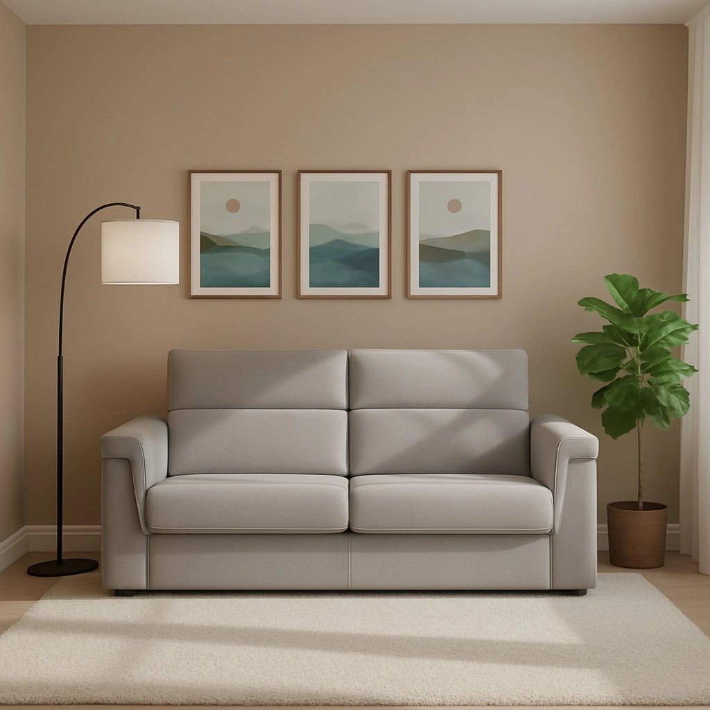 Brusasco, Divano Letto 2 Posti Sfoderabile Made in Italy, 205x95 cm Grigio