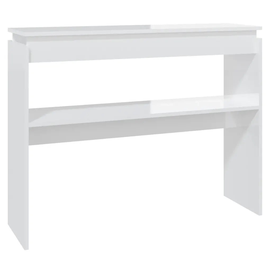 Tavolino Consolle | Tavolo d'Ingresso Bianco Lucido 102x30x80 cm Legno Multistrato