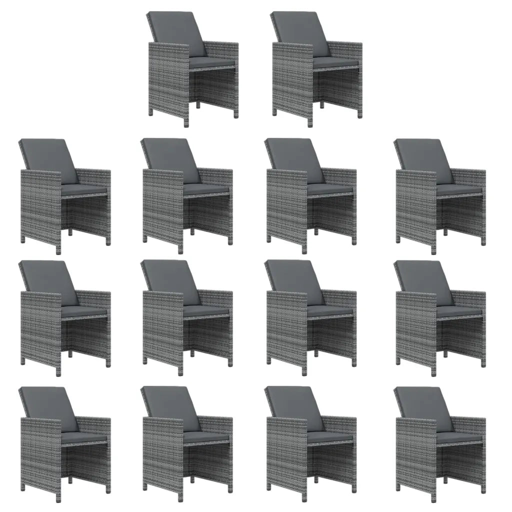 Set da Pranzo per Giardino 15 pz con Cuscini Polyrattan Grigio cod mxl 40265