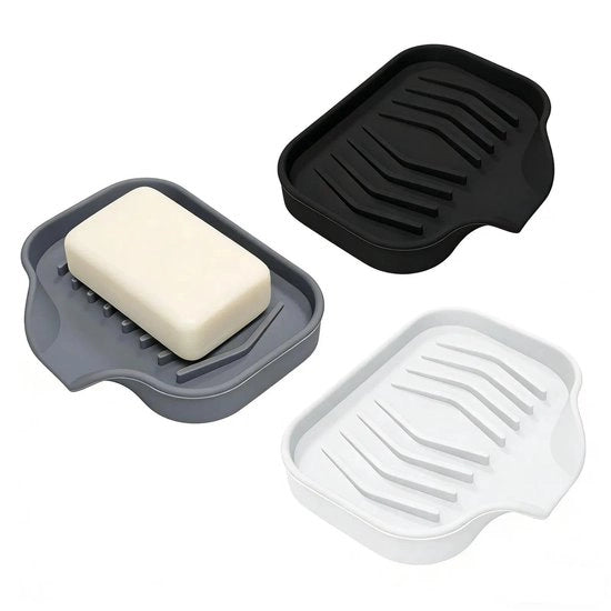 Set di 3 Dispensatori di Sapone in Silicone Antiscivolo e Impermeabile con Fuga d'Acqua - Adatto per Bagno e Cucina