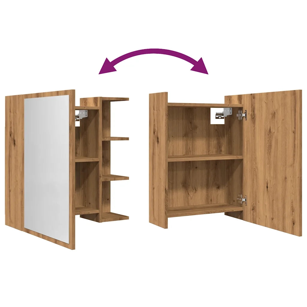 Mobile Bagno con Specchio Rovere 62,5x20,5x64 cm Multistrato 856178