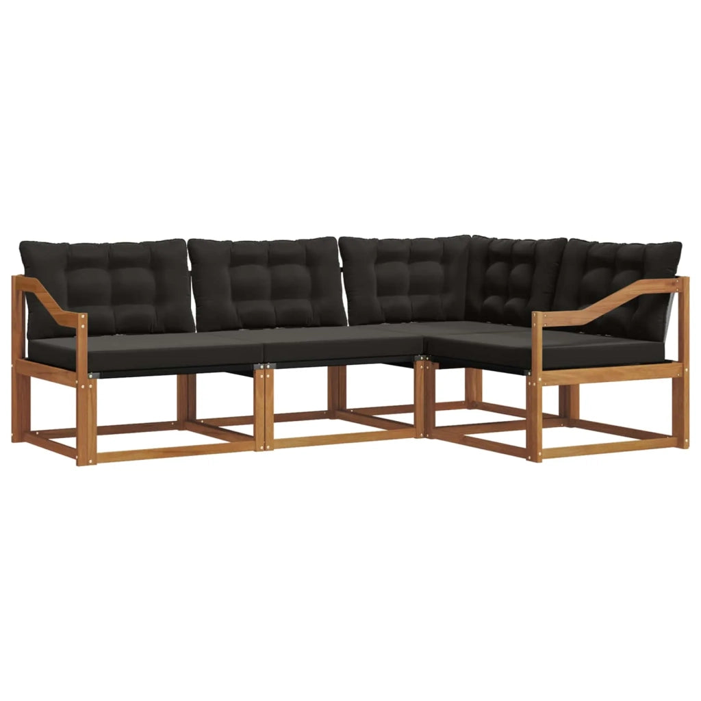 Set di divani da esterno con cuscino 4 pcs Naturale e Nero 3369419