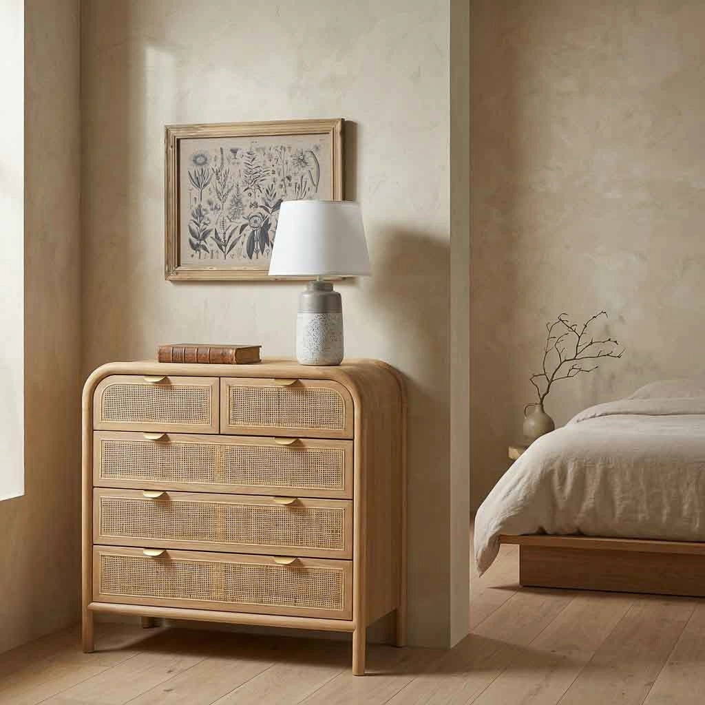 Cassettone in legno e rattan marrone 80x40x81h cm