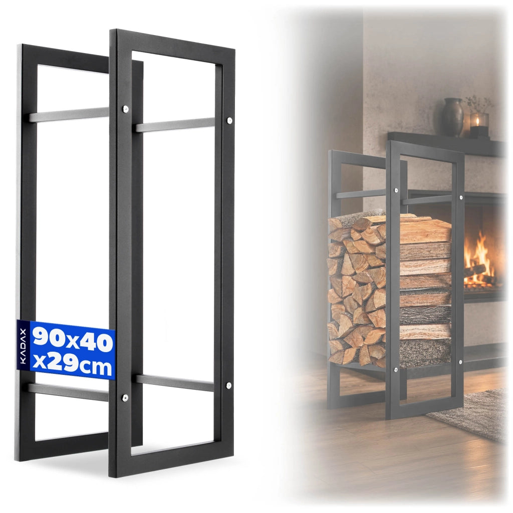 KADAX Supporto per legna da ardere in metallo, ampio ripiano solido, 90 cm