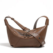 Borsa a conchiglia da donna in vera pelle marrone