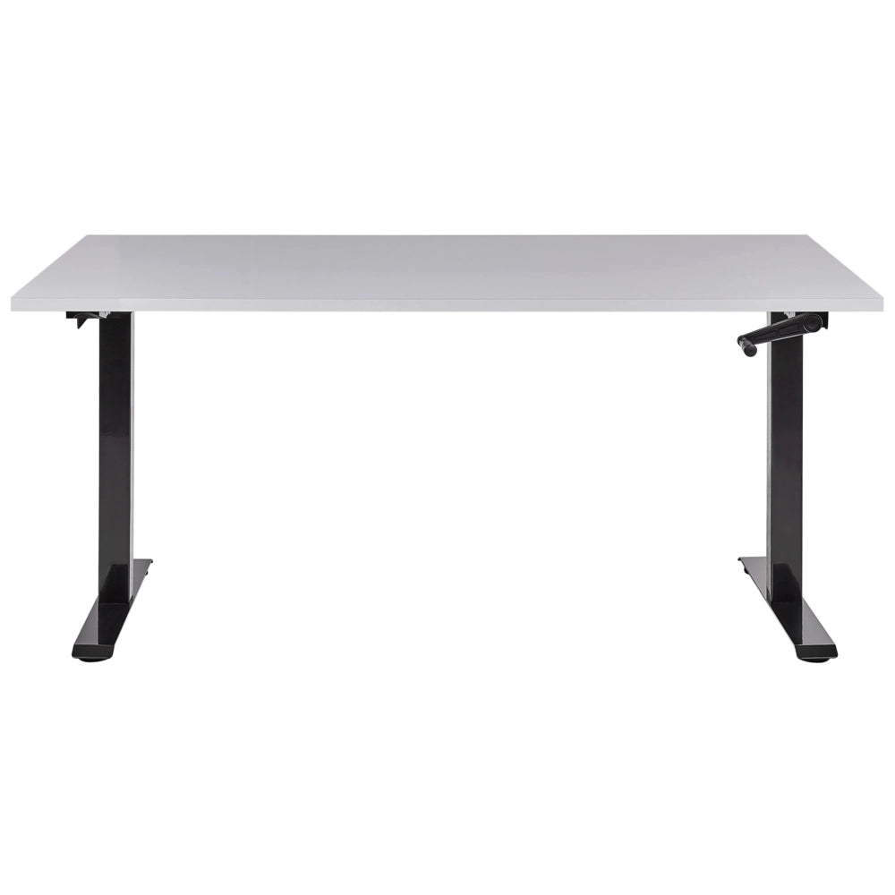 Scrivania regolabile manualmente in altezza Piano del tavolo legno nero Telaio in acciaio grigio 120 x 72 cm Piedi quadrati Design moderno Ufficio