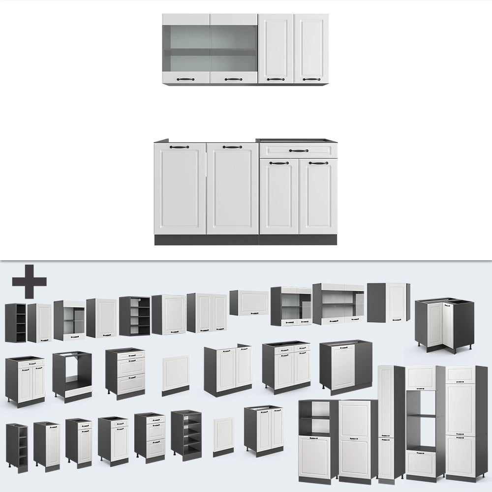 Vicco Cucina monoblocco Bianco casa di campagna/antracite 140 cm , PL Rovere