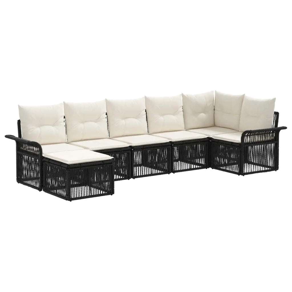 Set Divano da Giardino 7 pcs Nero polyrattan 3434902