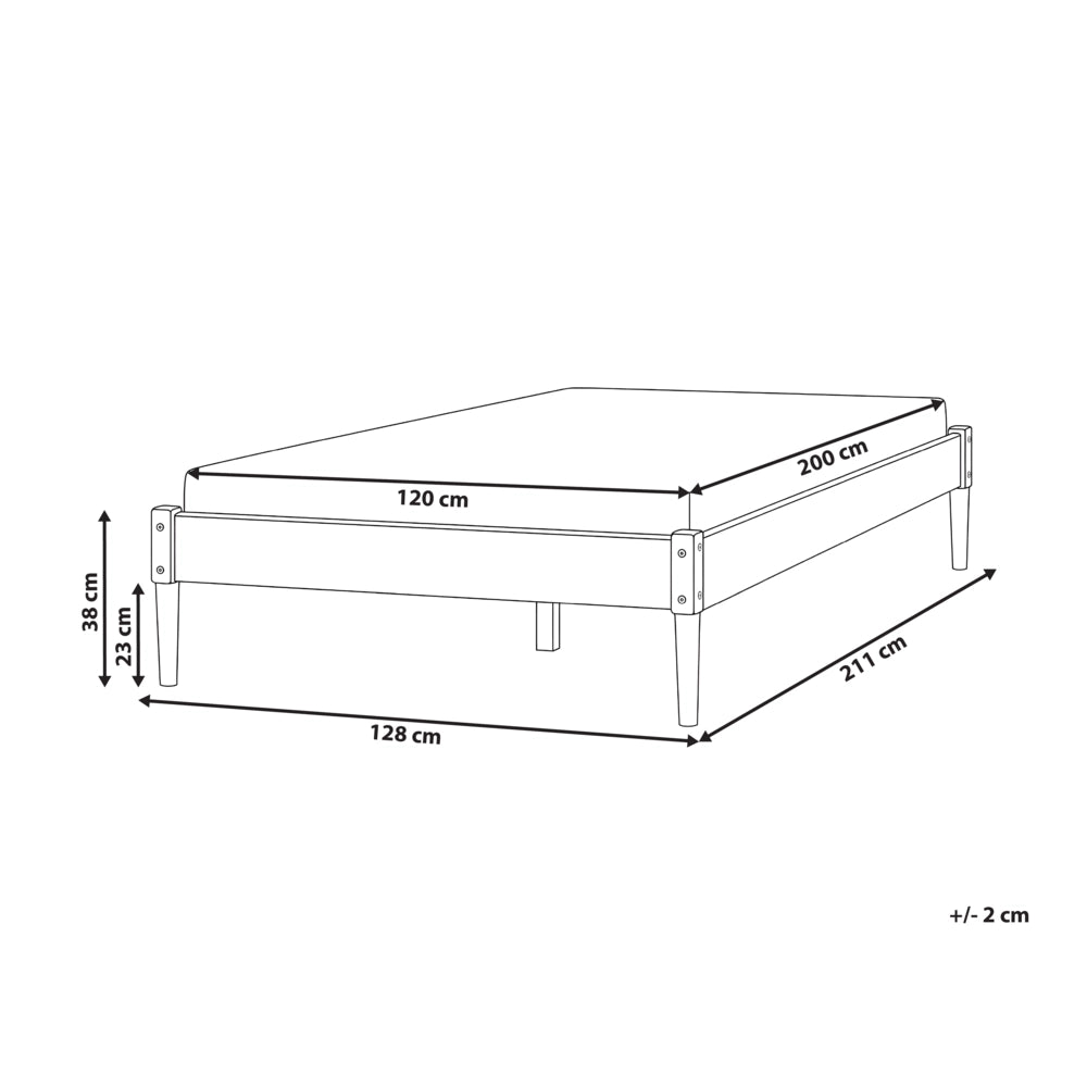 Letto matrimoniale in legno con rete a doghe in pino, senza testiera 120 x 200 cm marrone chiaro stile scandinavo naturale
