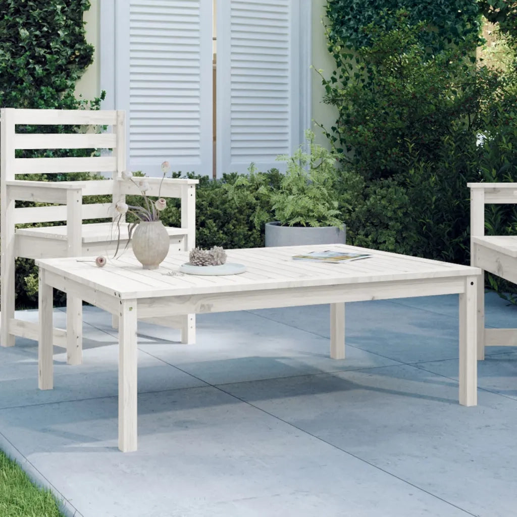 Tavolo da Giardino | Tavolino da esterno Bianco 121x82,5x45 cm Legno Massello di Pino