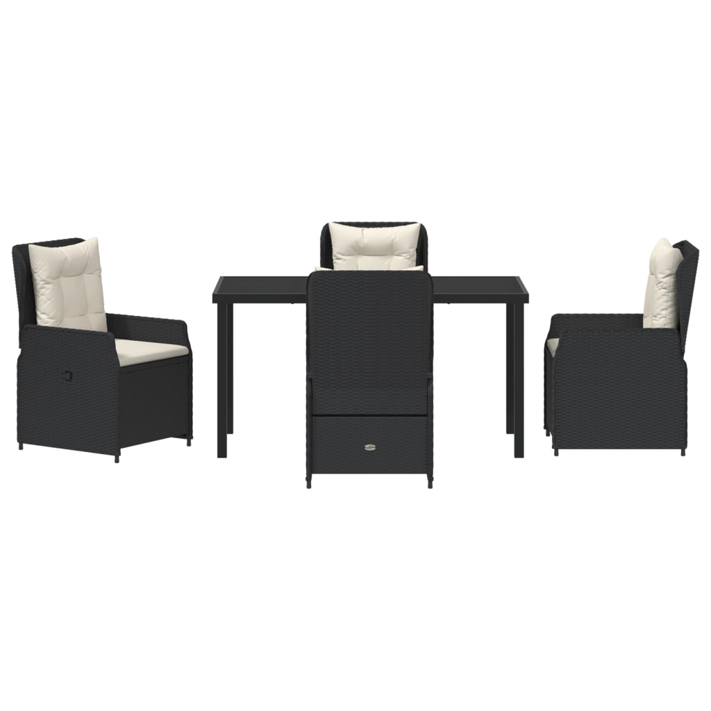 Set da pranzo 5 pezzi da giardino  Nero Polyrattan