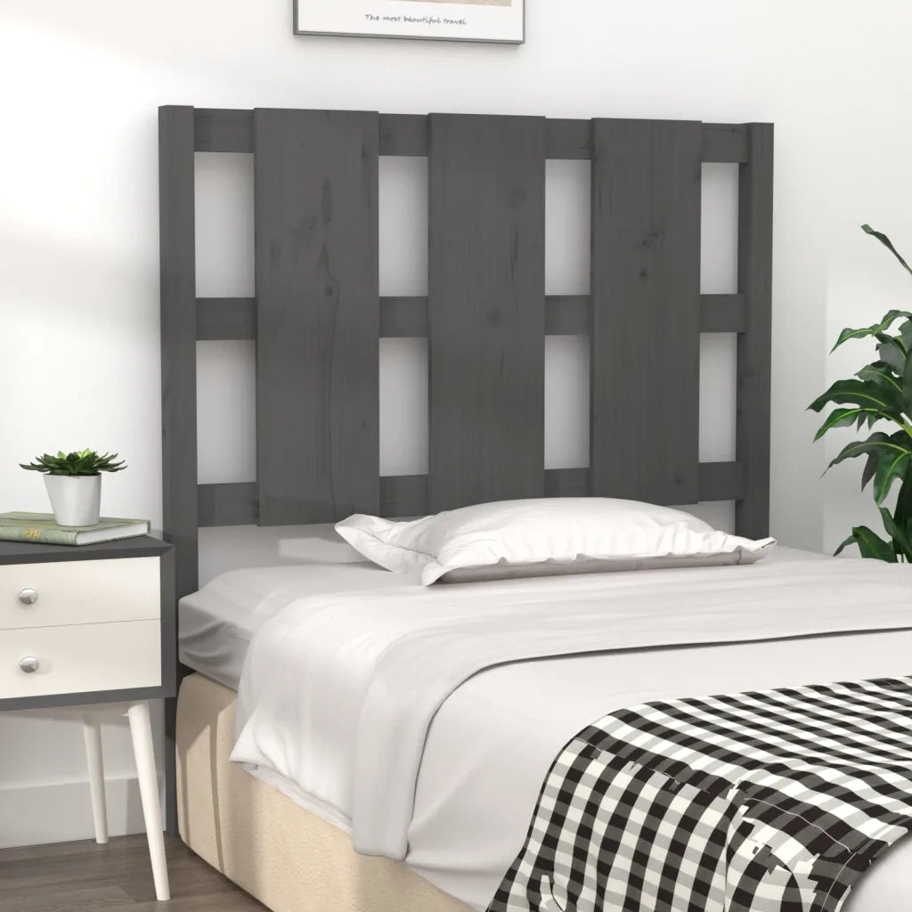 Testiera per Letto Grigia 95,5x4x100 cm Legno Massello di Pino 817972