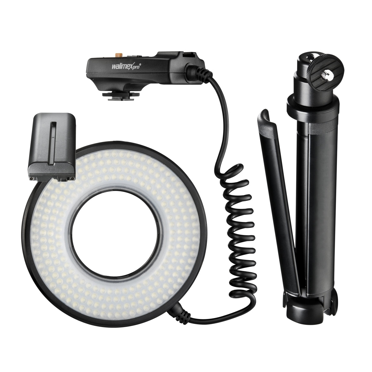 Ring light, Set Luce ad anello e Stativo nano con testa a sfera, per scatti macro 14 W con 232 LED, lampada dimmerabile per foto e video