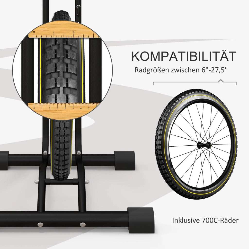Supporto per Biciclette Verticale Orizzontale ¨C Minimal ¨C 41x41x76-121cm Acciaio Nero