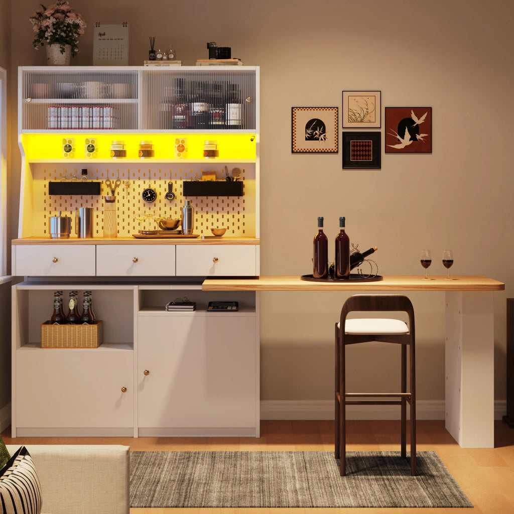 ARMADIO CUCINA 137x45x178 cm Bianco in MDF con LED