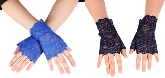 Manopole senza dita con bordi corti - Donna - Manopole da sposa - Poliestere - 18,5 cm - 1 pezzo