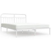 Letto matrimoniale | Letto per adulti | Giroletto con Testiera Metallo Bianco 160x200 cm