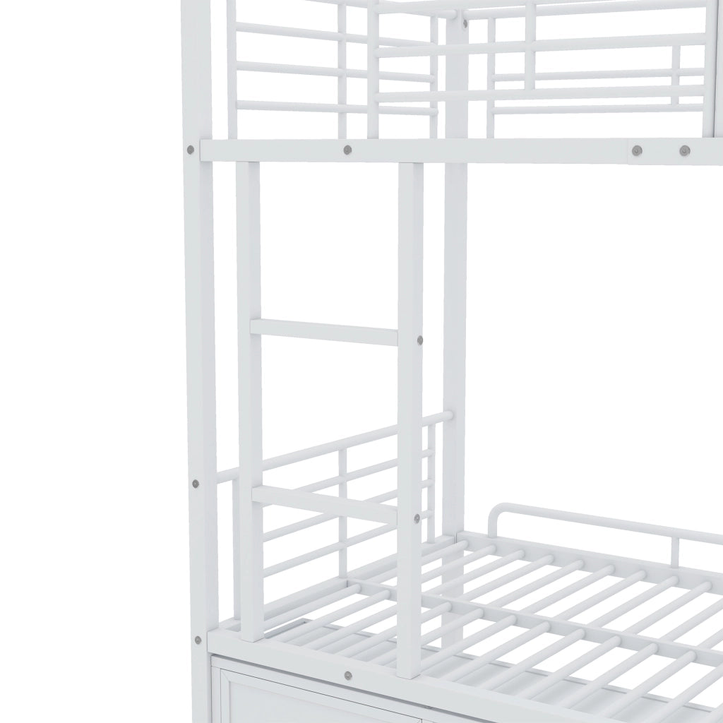 Letto a Castello 90×200 cm; Letto Singolo con Scala a 3 Gradini; Scarpiera e 2 Ante; senza Materasso