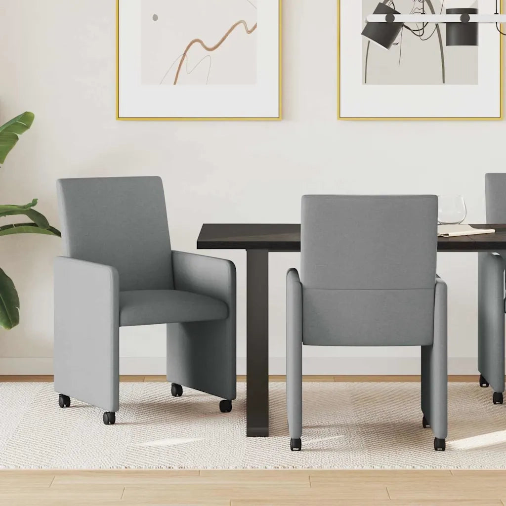 Sedie da Pranzo con Ruote 2 pcs Grigio chiaro 57 x 66 x 94 cm