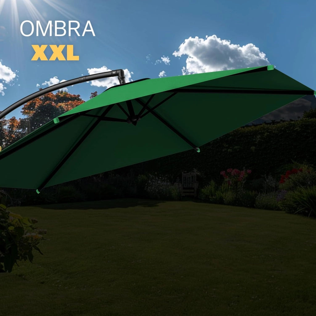 Ombrellone da Giardino Decentrato UV 50+ Regolabile 330cm Manovella Terrazzo Balcone