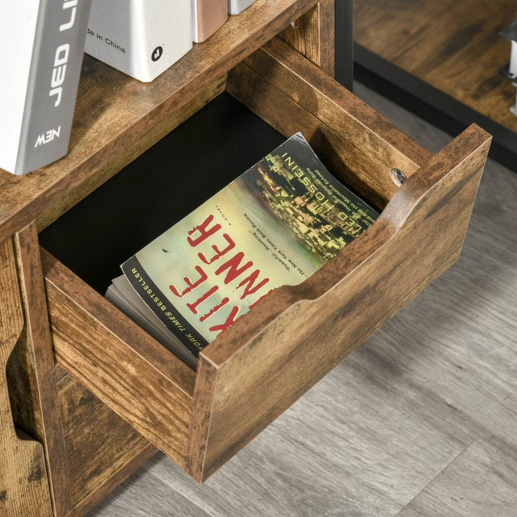 Libreria Stile Industriale con 2 Cassetti ¨C Zephmum ¨C Nero 80x30x180 cm
