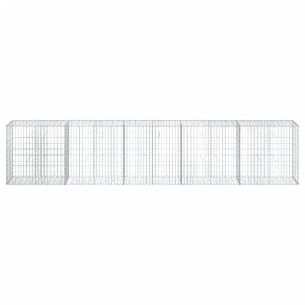 Gabbione recinto a gabbia muro di contenimento con coperchio 500 x 50 x 100 cm ferro zincato argento 02_0040173