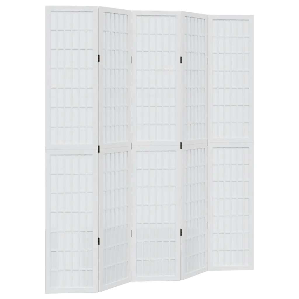 Divisorio Ambienti | Divider per stanze | Paravento 5Pannelli Bianco Legno Massello di Paulownia