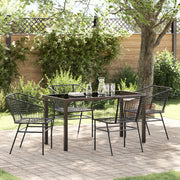 Set da pranzo da giardino 5 pezzi in polyrattan nero