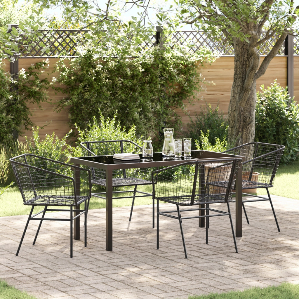 Set da pranzo da giardino 5 pezzi in polyrattan nero