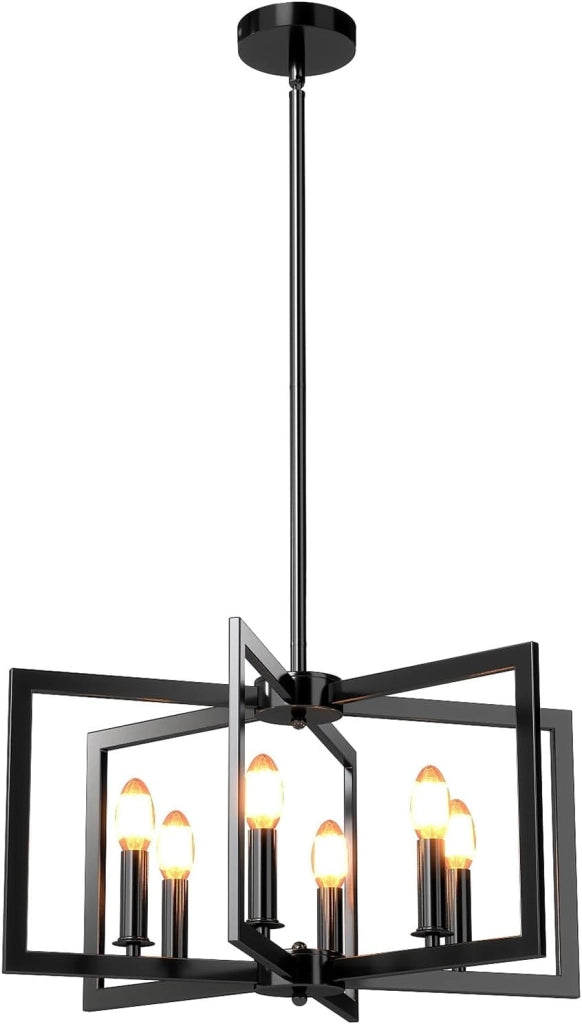 Lampadario a Sospensione a 6 Luci, Lampada a Sospensione Geometrica Moderna in Metallo Industriale con Altezza Regolabile, Lampada da Soffitto per Cucina, Salotto e Camera da Letto (Oro)