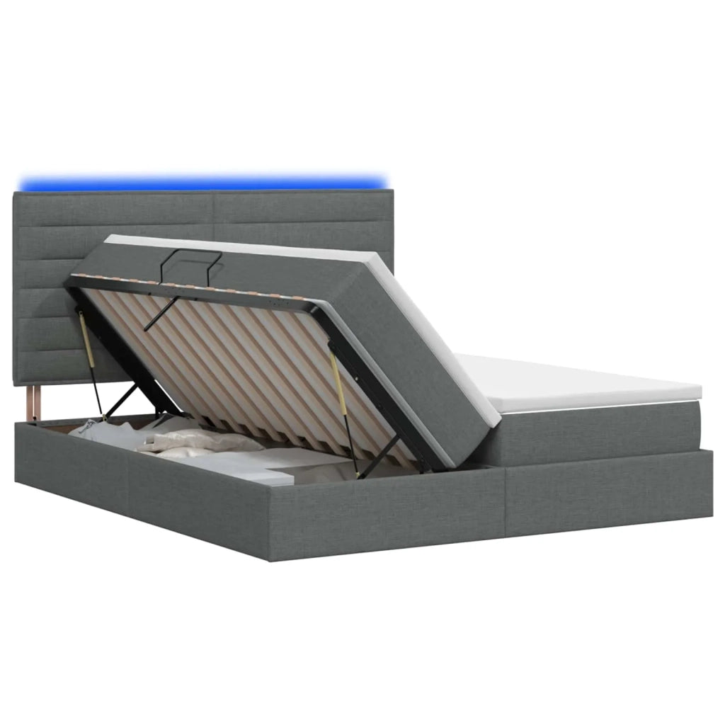 Letto con contenitore LED e materasso Grigio Scuro 200 x 200 cm 3460225
