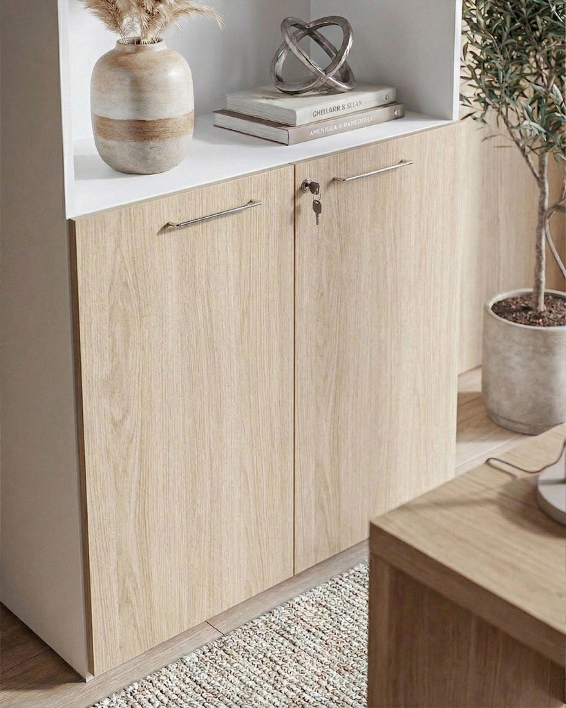 Armadio ufficio Kansas - Mobile archivio 2 ante con serratura - L. 90 x H. 160 x P. 42,5 cm – Bianco-Virginia_