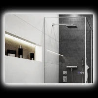 Specchio da Bagno Anticondensa con Luminosità e Colore Regolabili, in Vetro e Lega di Alluminio, 80x60x4 cm