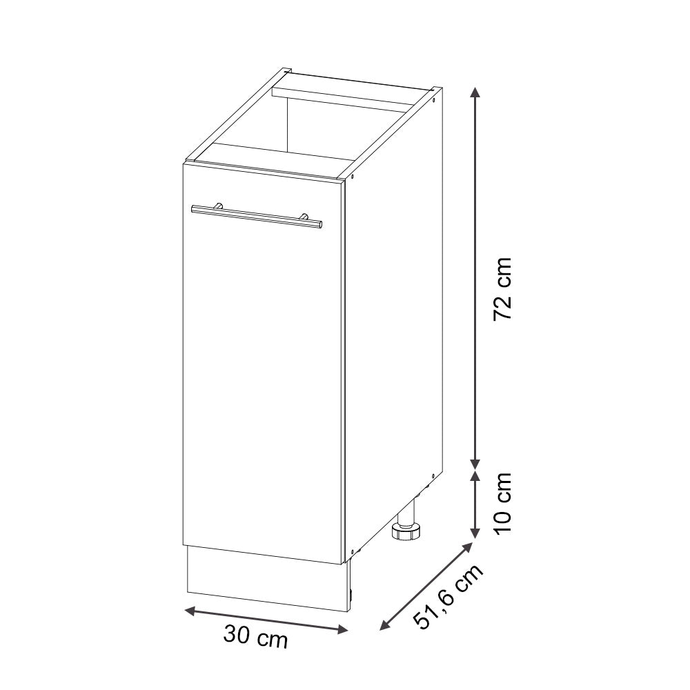 Armadio cucina dispensa alto Fame-Line Blu scuro lucido/Bianco 30 cm, PL Rovere Vicco